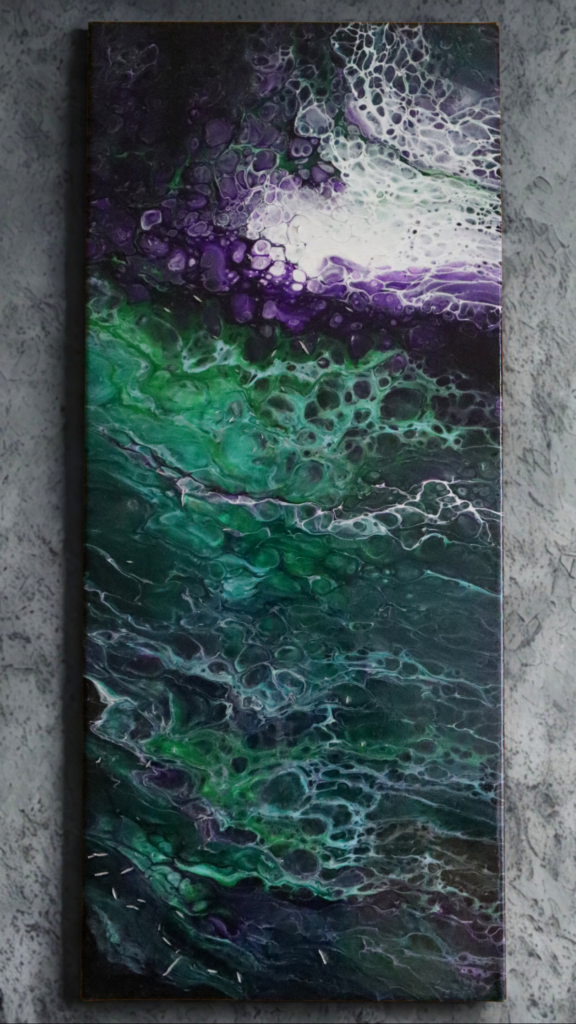 Emerald Wave, acrylic pour